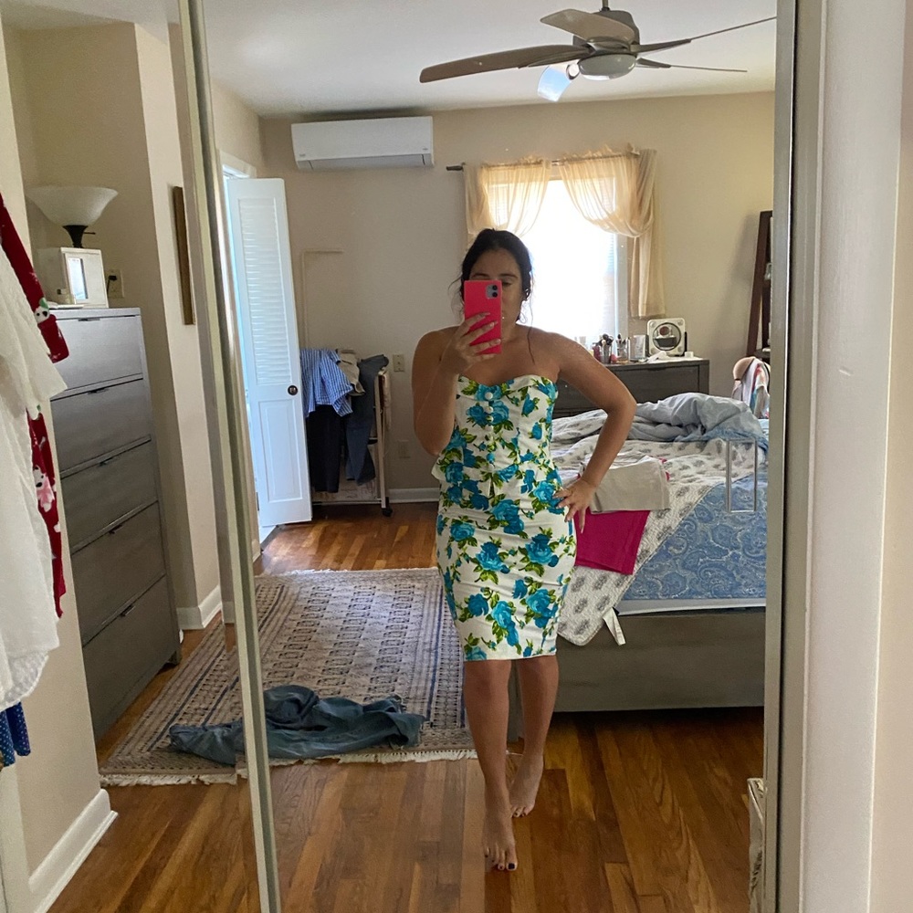 Blue rose print Betsy Johnson Sundress